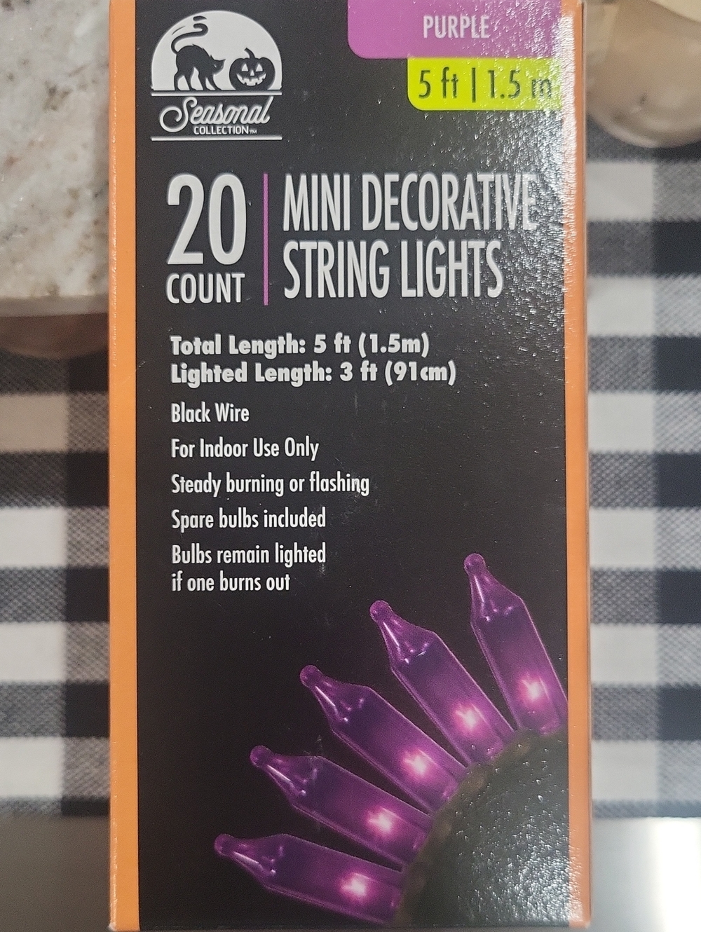 😈 Pretty Purple Mini Decorative Halloween String Lights 5 Feet - Set Of 2! - Picture 3 of 4